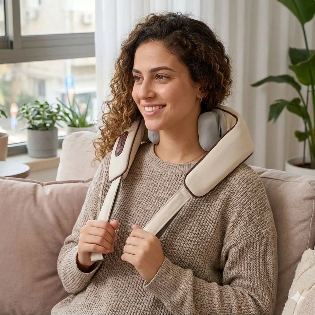 מכשיר העיסוי החכם לצוואר מבית AMIVALY